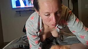 Hey, she's taking that dick deep in her mouth for a sloppy mouthful of cum.