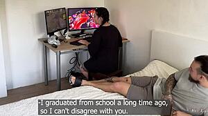 Gamer Girl Satisfies Stepbro with Blowjob and Facial