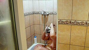 Chubby BBW Solo Fetish Washing Wet Pussy In Shower