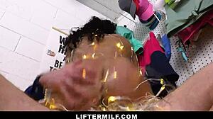 this hot latina milf GOT CAUGHT stealing christmas lights in the garage and GOT PUNISHED with domination fucking