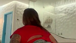 Latina Tattoo Girl Flashes Tits in Motel Room!