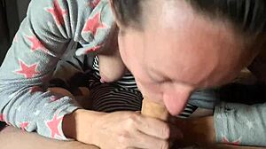 Hey, she's taking that dick deep in her mouth for a sloppy mouthful of cum.