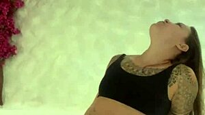 Latina Tattoo Girl Flashes Tits in Motel Room!