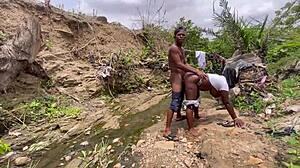 Amateur BBW Couple Worships Ass and Fucks in Forest Nature