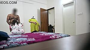 Wow! Blowjob And Hardcore Fucking With Wife While Maid Cleaning Room