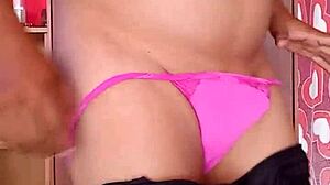 dancing in sexy pink thong and pantyhose, what do you think?