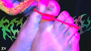 Bound BBW Worships Feet and Gets Tickled Intensely