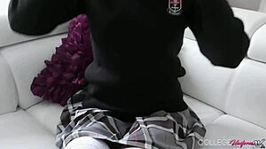 Blonde Christen Courtney Sucks and Rides Cock While Rubbing Her Clit in Stockings