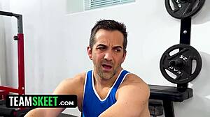 stepsister xochi moon wrestles stepbrother at gym