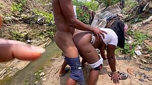 Amateur BBW Couple Worships Ass and Fucks in Forest Nature