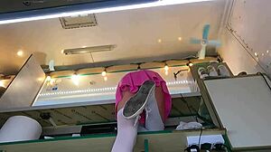 Boss Fingers Shaved Pussy Of Sexy Shop Assistant Outdoors