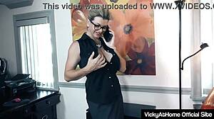blonde vicky vette masturbates at office