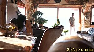 masturbating babe gets anal fucked