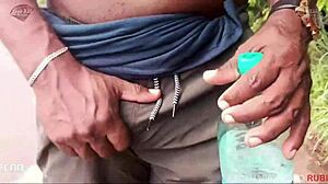 Big black cock fucks cuckold's wife in the woods