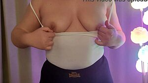 sexy amateur milf displays natural tits in curvy fetish homemade spitting scene