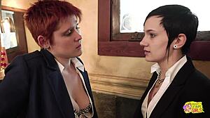 i watch three lesbian hotties fuck around in the bathroom, licking and kissing to orgasm