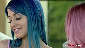 Teen girls Jewelz Blue and Paisley Bennett compete in a fun challenge