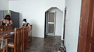 Maid whore shows her big ass on camera