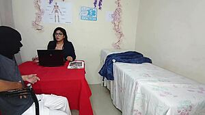 The perverted doctor seduces his patient in the office