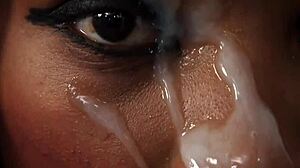 Naughty Sex Kitten Receives Facial Cumshot and Eats Cream