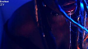 femdom dominates with foot worship and choking