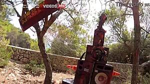 latina teen couple fucks on ibiza beach with facial and public walk!