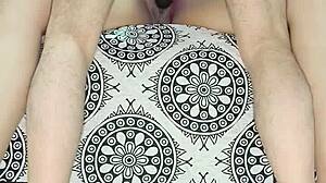 Look at this milf in red lingerie teasing her natural tits!