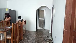 Maid whore shows her big ass on camera