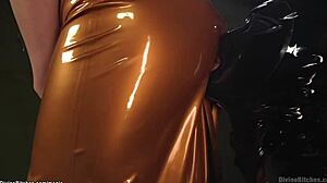 busty femdom pegs man in bondage suspension