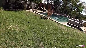 I cum twice in garden sex with young Japanese teen with perfect body in uncensored jav porn