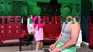 School Official Disciplines Petite Teen Coco In Locker Room