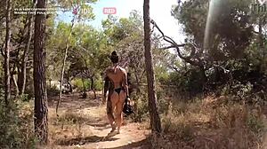 latina teen couple fucks on ibiza beach with facial and public walk!