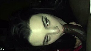 Spanish girl deepthroats big black cock