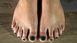 Intriguing Foot Cleaning Ritual With Green Nails Revealed