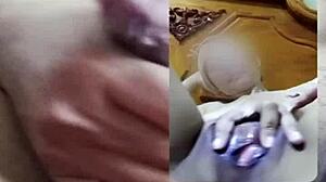 Leak video call with pretty filipina aprile reaching orgasm in bedroom