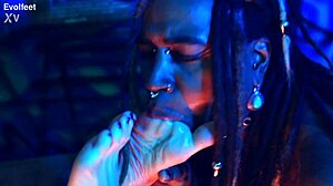 femdom dominates with foot worship and choking