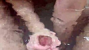 Bath Handjob Ends with Hot Underwater Cumshot