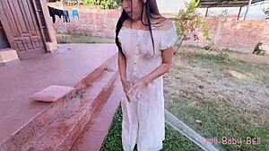 Stepsister gets soaking wet for neglecting garden chores