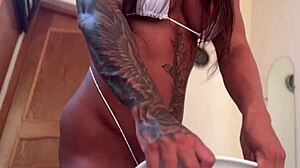 hard homemade session with athletic babe in white stockings