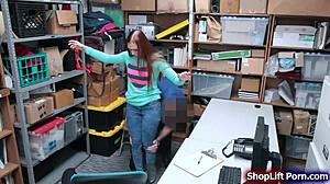 Busty shoplifter, what were you thinking getting rammed by the store officer?