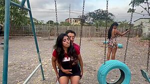 what if they catch us having fun sex in the public park with my whore girlfriend and a horny stranger