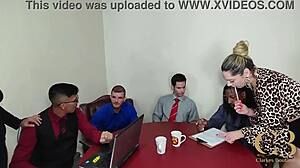 Intense Office Orgy With Anal Banging, Blowbang Action, And Double Penetration Featuring Big Cocks And Latina Sluts