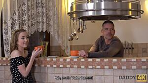 Skinny Peach Speaks Russian with Boyfriend's Father Then They Fuck