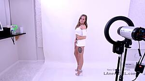 i'm a hot brunette begging the photographer for his attention