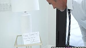 stepsisters care for their blindfolded stepdad in a taboo encounter