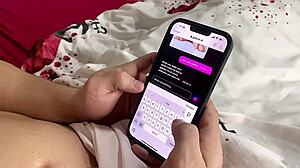 The girl burned the guy for jerking off and saddled his dick getting sperm on his face