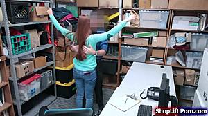 Busty shoplifter, what were you thinking getting rammed by the store officer?