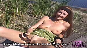 watch her cum drip as she masturbates outdoors with vibrator, so aroused