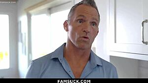 Is stepdaughter ready for stepdad on kitchen counter?