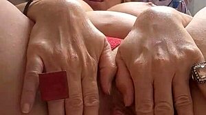 Blonde bbw milf awakens with intense arousal for solo masturbation in lingerie